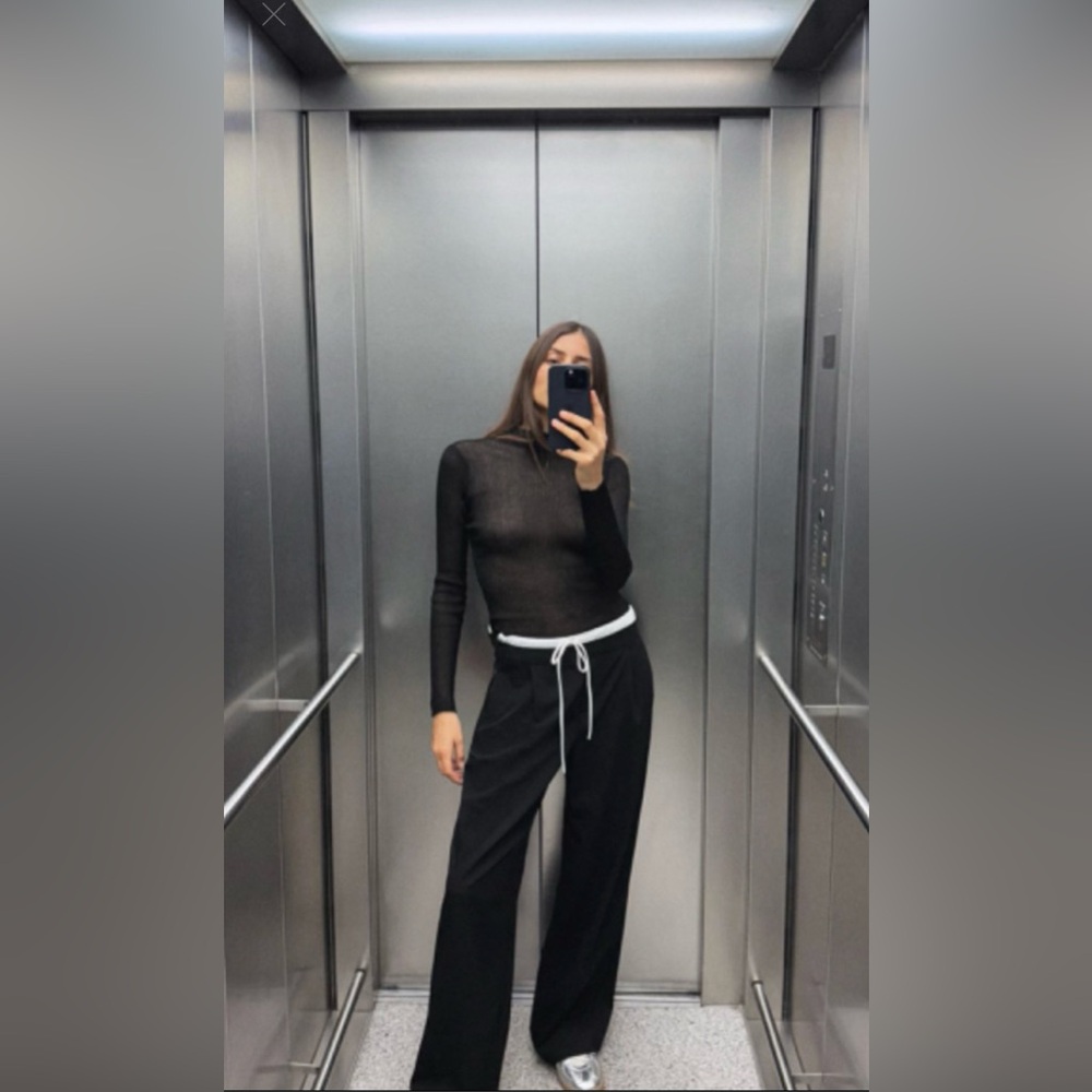 Zara double waist wide leg pants